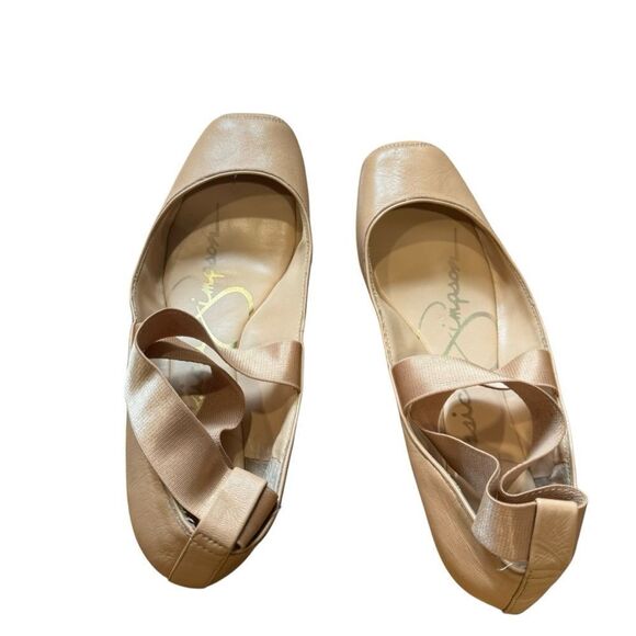 Jessica Simpson Mandalaye Elastic Criss-Cross Ankle Strap Leather Ballet Flats - Picture 6 of 10